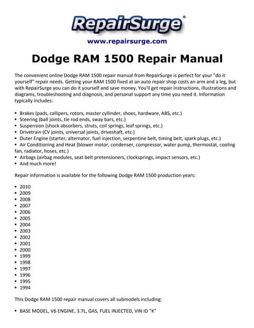 2004 Dodge Ram 1500 Troubleshooting