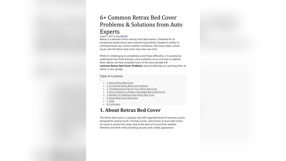 Retrax Bed Cover Problems